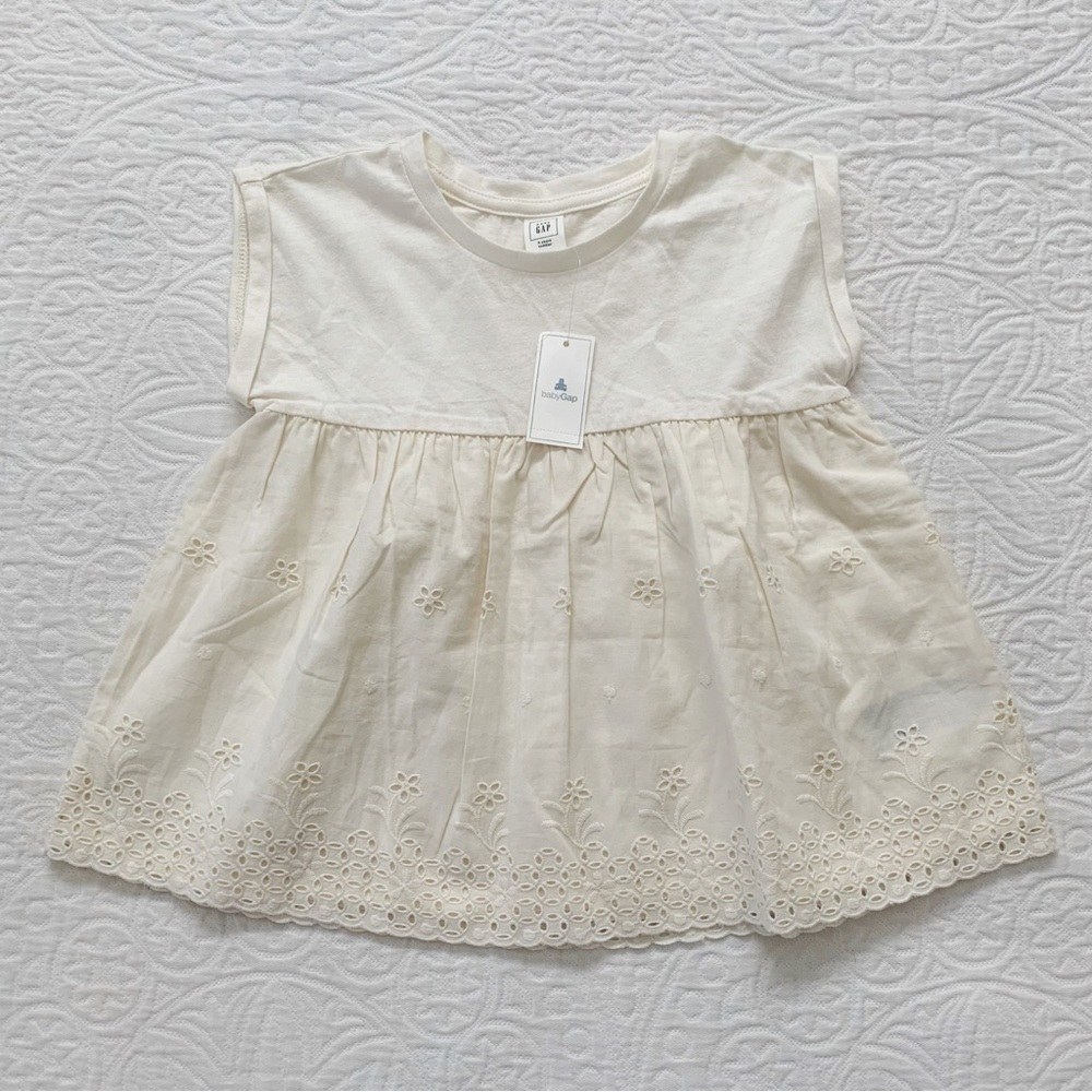 Gap Girls'‎ Floral Eyelet Embroidery Top, Cream